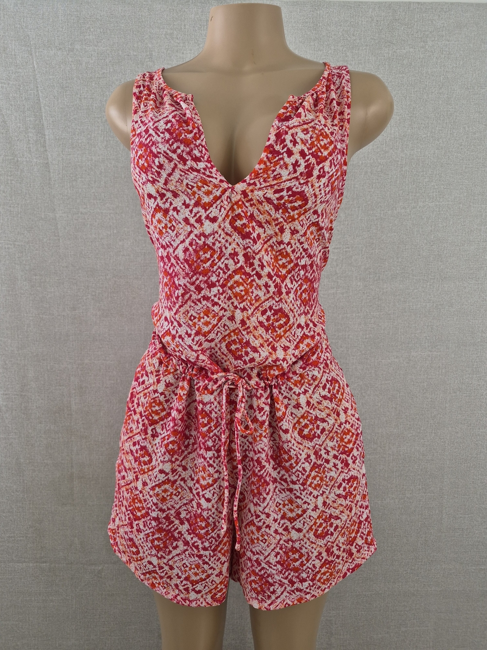 GAP Pink Red Orange Printed Sleeveless Romper